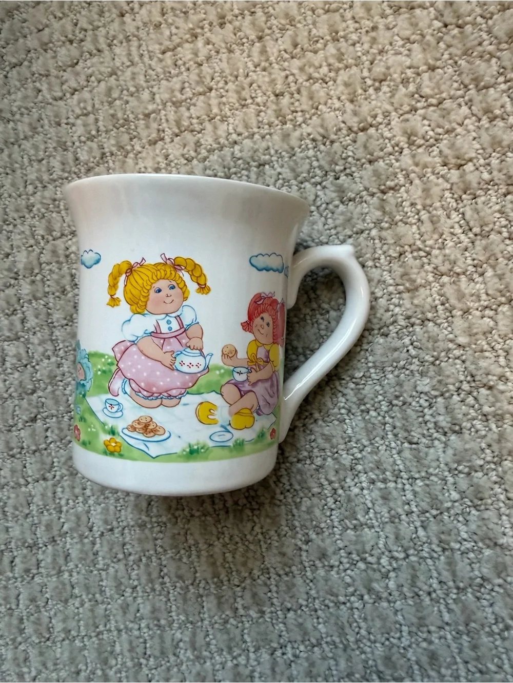 Cabbage Patch Kids Coffee Mug picnic bicycle Vintage 1984